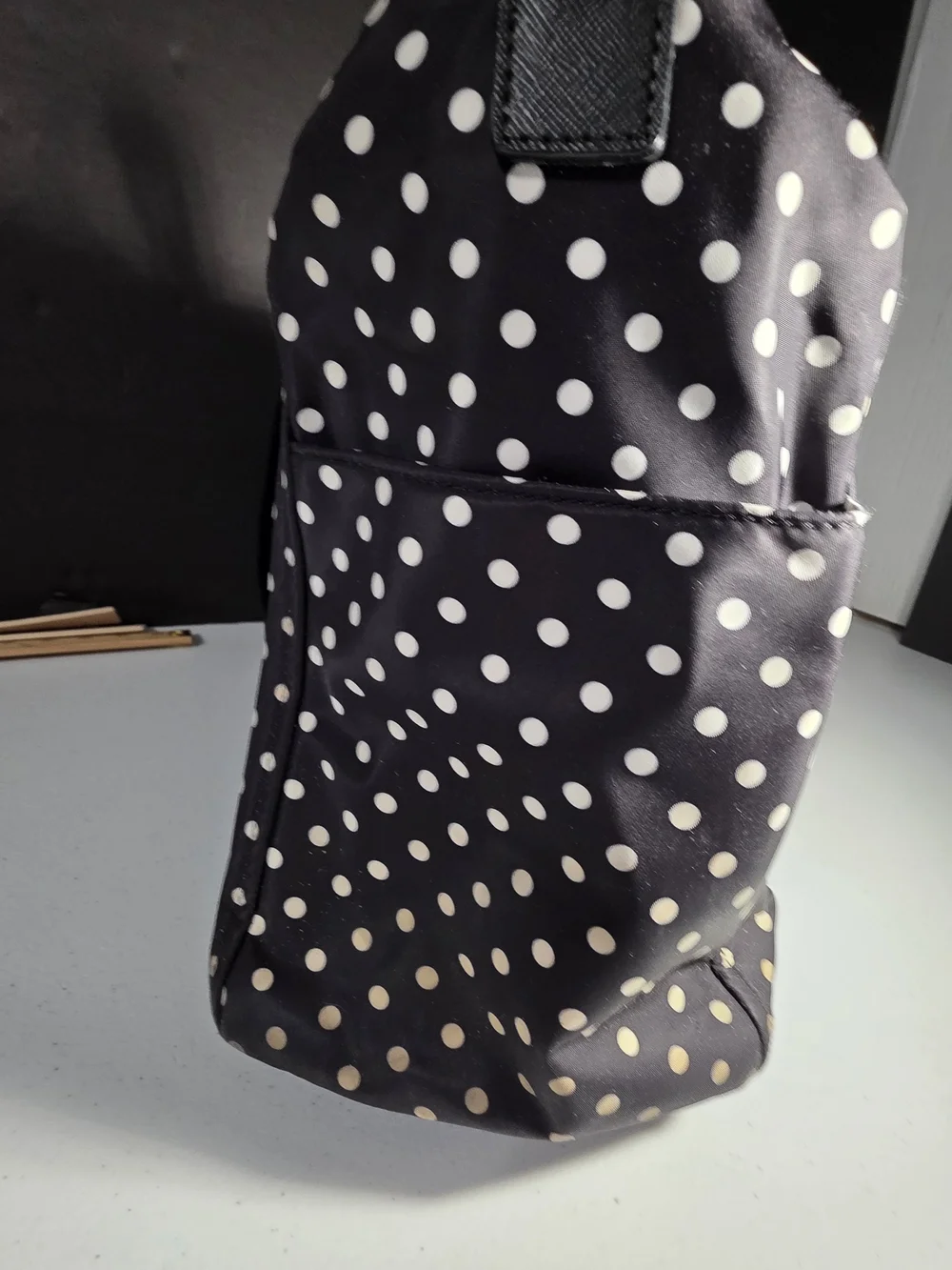 kate spade Black and White Polka Dot Baby Bag Tote Diaper Bag Needs Repair*